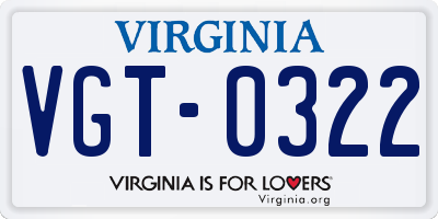 VA license plate VGT0322