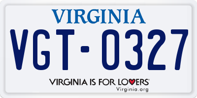 VA license plate VGT0327