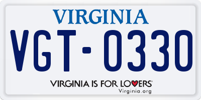 VA license plate VGT0330