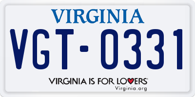 VA license plate VGT0331