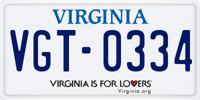 VA license plate VGT0334