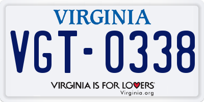 VA license plate VGT0338