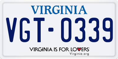 VA license plate VGT0339