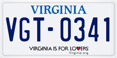 VA license plate VGT0341