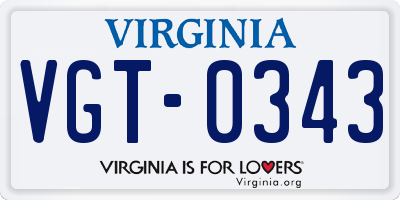 VA license plate VGT0343