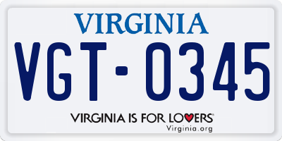 VA license plate VGT0345