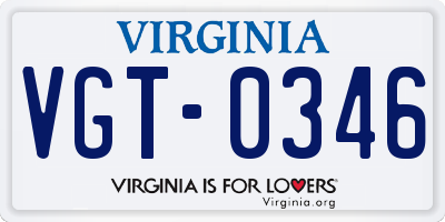 VA license plate VGT0346