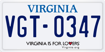 VA license plate VGT0347