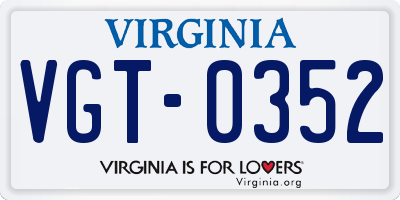 VA license plate VGT0352