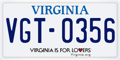VA license plate VGT0356