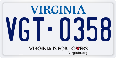 VA license plate VGT0358
