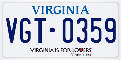 VA license plate VGT0359