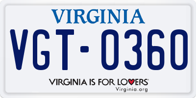 VA license plate VGT0360