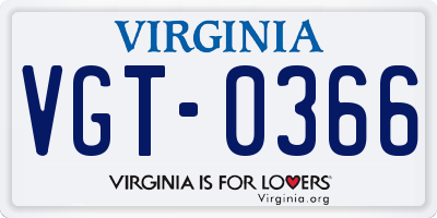 VA license plate VGT0366