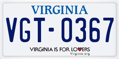 VA license plate VGT0367