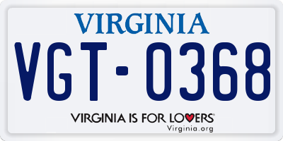 VA license plate VGT0368