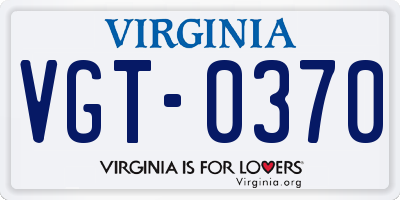 VA license plate VGT0370