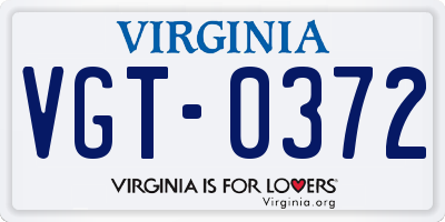VA license plate VGT0372