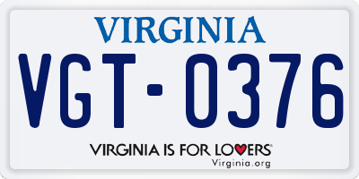 VA license plate VGT0376