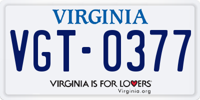 VA license plate VGT0377