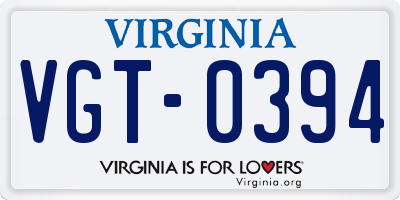 VA license plate VGT0394