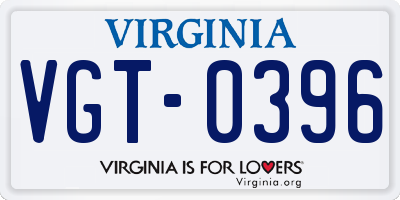 VA license plate VGT0396
