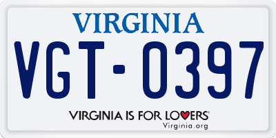 VA license plate VGT0397