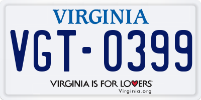 VA license plate VGT0399