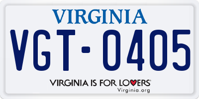 VA license plate VGT0405