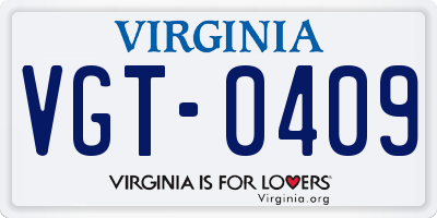 VA license plate VGT0409