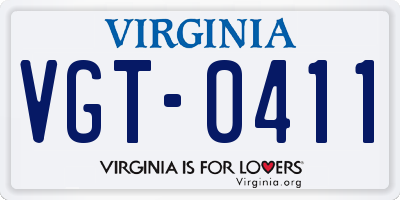 VA license plate VGT0411