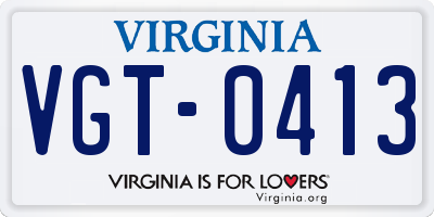 VA license plate VGT0413