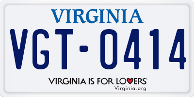 VA license plate VGT0414