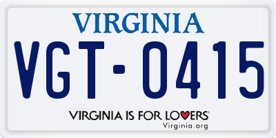 VA license plate VGT0415