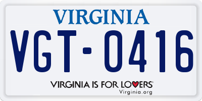 VA license plate VGT0416