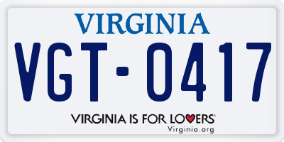 VA license plate VGT0417