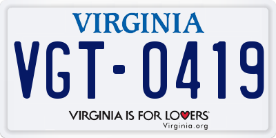 VA license plate VGT0419