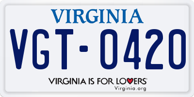 VA license plate VGT0420
