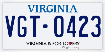 VA license plate VGT0423