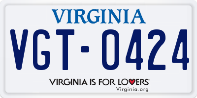 VA license plate VGT0424