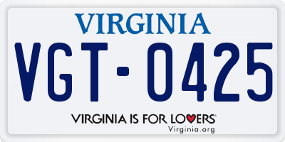 VA license plate VGT0425