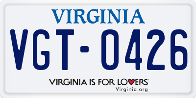 VA license plate VGT0426