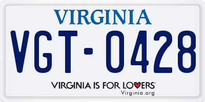 VA license plate VGT0428