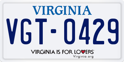 VA license plate VGT0429