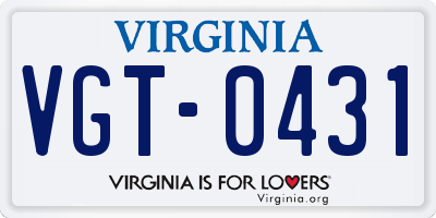 VA license plate VGT0431