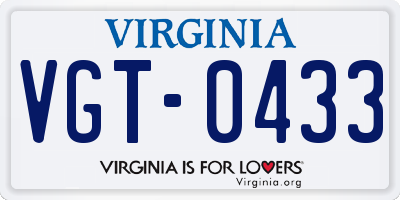 VA license plate VGT0433