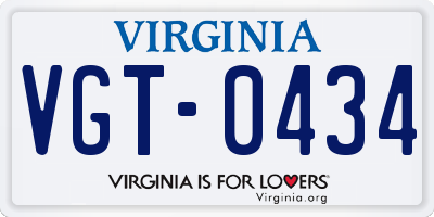 VA license plate VGT0434