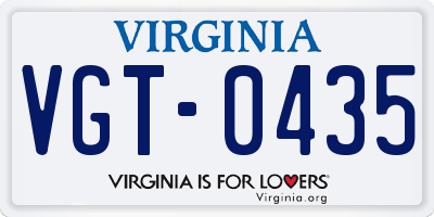 VA license plate VGT0435