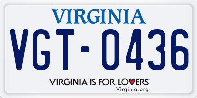 VA license plate VGT0436