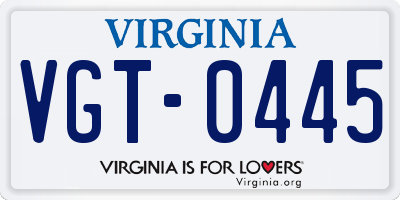 VA license plate VGT0445